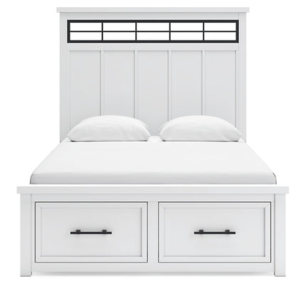Ashbryn Queen Panel Storage Bed with Mirrored Dresser