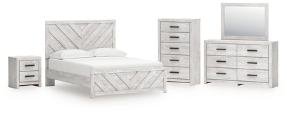 Cayboni Queen Panel Bed with Mirrored Dresser, Chest and Nightstand