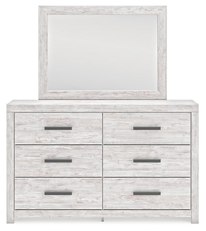 Cayboni Full Panel Bed with Mirrored Dresser