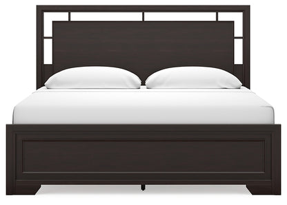 Covetown King Panel Bed with Mirrored Dresser, Chest and Nightstand