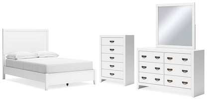 Binterglen Full Panel Bed with Mirrored Dresser and Chest