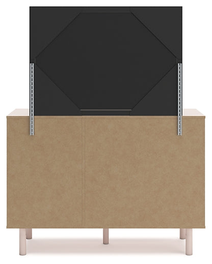 Wistenpine Full Upholstered Panel Bed with Mirrored Dresser, Chest and Nightstand