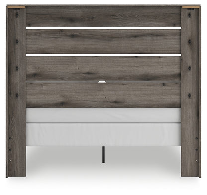 Graystorm Queen Panel Bed with Mirrored Dresser, Chest and Nightstand