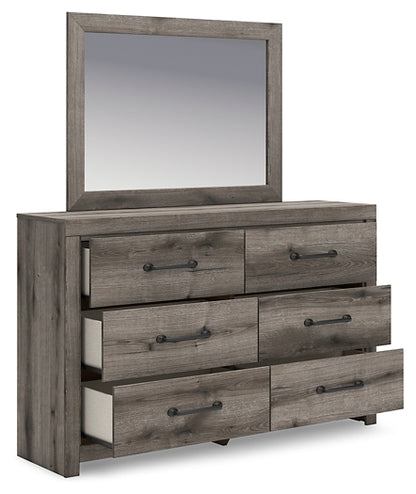 Graystorm Full Panel Bed with Storage with Mirrored Dresser, Chest and Nightstand