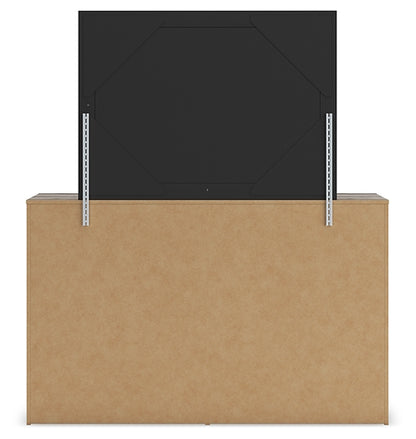 Graystorm Queen Panel Bed with Mirrored Dresser