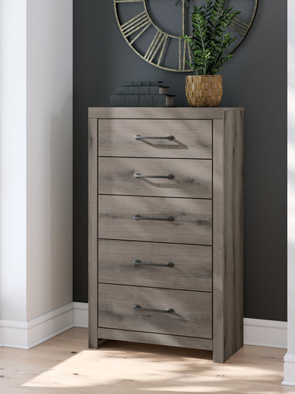 Graystorm Twin Panel Bed with Mirrored Dresser, Chest and Nightstand