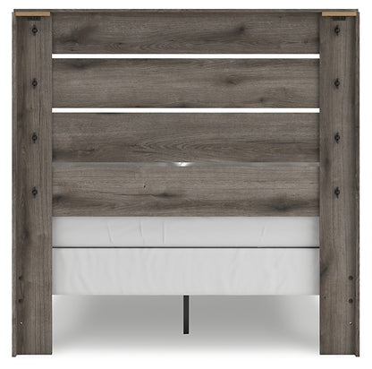 Graystorm Full Panel Bed with Mirrored Dresser, Chest and Nightstand