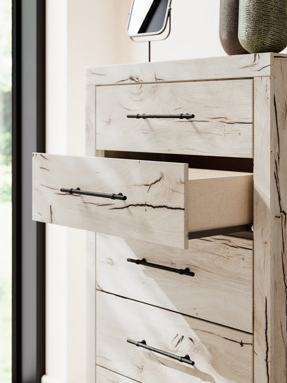 Lawroy Queen Panel Headboard with Mirrored Dresser, Chest and Nightstand