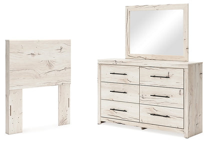 Lawroy Twin Panel Headboard with Mirrored Dresser