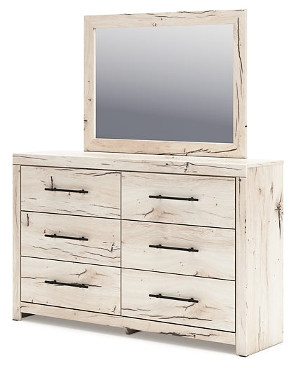 Lawroy Twin Panel Headboard with Mirrored Dresser and Nightstand