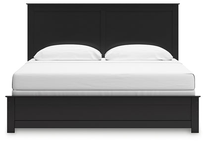 Maribel King Panel Bed with Mirrored Dresser and Nightstand