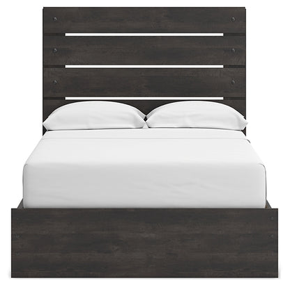Hollivern Full Panel Bed with Storage with Mirrored Dresser and Nightstand