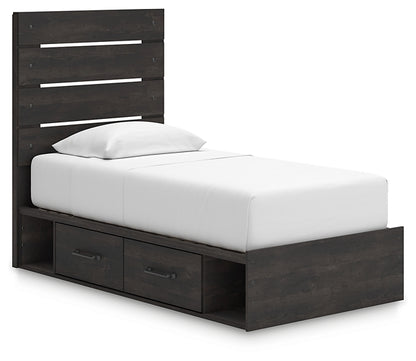 Hollivern Twin Panel Bed with Storage with Mirrored Dresser, Chest and Nightstand
