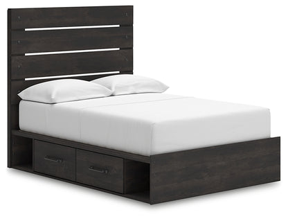 Hollivern Full Panel Bed with Storage with Mirrored Dresser