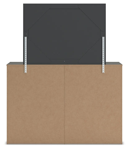 Fraluna Queen Panel Bed with Mirrored Dresser, Chest and Nightstand