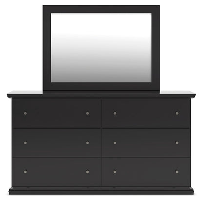 Maribel Twin Panel Bed with Mirrored Dresser