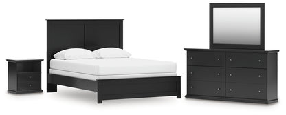 Maribel Queen Panel Bed with Mirrored Dresser and Nightstand