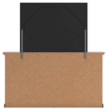 Maribel Queen Panel Bed with Mirrored Dresser and Nightstand