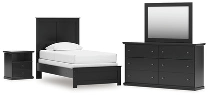 Maribel Twin Panel Bed with Mirrored Dresser and Nightstand