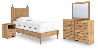 Aleaport Twin Panel Bed with Mirrored Dresser and Nightstand