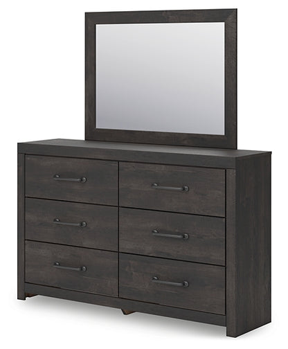Hollivern Queen Panel Bed with Mirrored Dresser and Nightstand