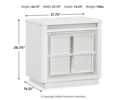 Chalanna King Upholstered Storage Bed with Mirrored Dresser, Chest and Nightstand