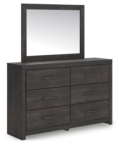 Hollivern Full Panel Bed with Mirrored Dresser
