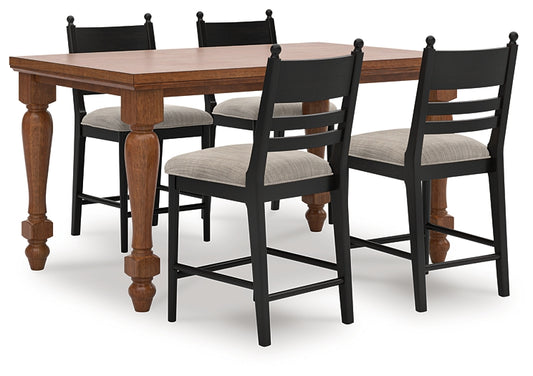 Greddinton Counter Height Dining Table and 4 Barstools