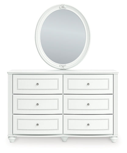 Kozlani Full Upholstered Panel Bed, Dresser and Mirror