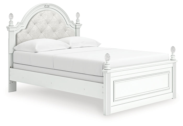 Kozlani Full Upholstered Panel Bed, Dresser and Mirror