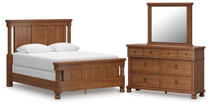 Rowlenstown Queen Poster Bed with Mirrored Dresser