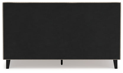 Cielden California King Upholstered Bed with Roll Slats, Dresser and Mirror