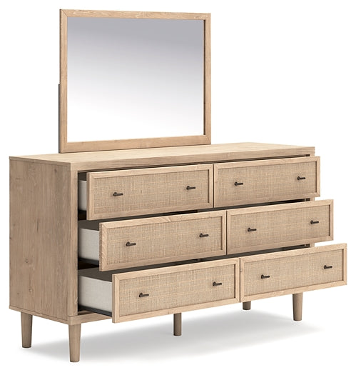 Cielden Full Upholstered Bed with Roll Slats, Dresser, Mirror, Chest and Nightstand