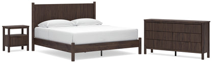 Pamytta King Panel Platform Bed, Dresser, Mirror and Nightstand