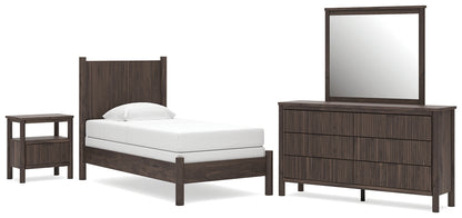 Pamytta Twin Panel Bed, Dresser, Mirror and Nightstand