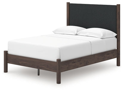 Pamytta Full Upholstered Panel Platform Bed, Dresser, Mirror, Chest and Nightstand