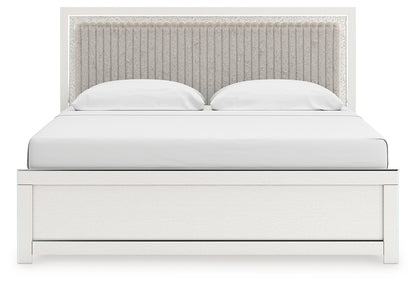 Zuraleus King Upholstered Panel Bed, Dresser, Mirror and Nightstand