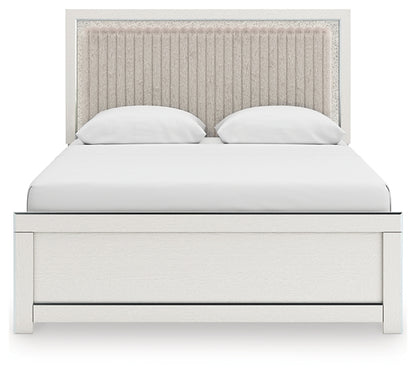 Zuraleus Queen Upholstered Panel Platform Bed, Dresser, Mirror and Nightstand
