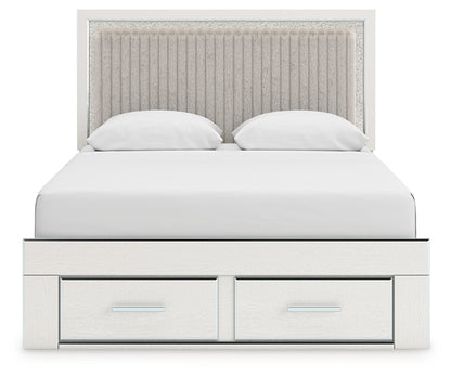 Zuraleus Queen Upholstered Panel Platform Storage Bed, Dresser, Mirror, Chest and Nightstand