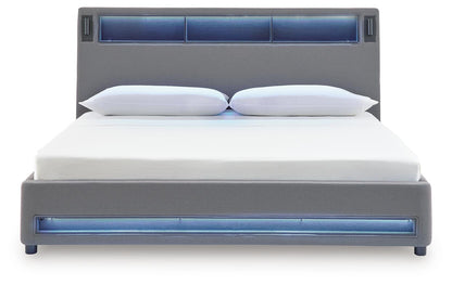 Verishaw California King Upholstered Bed with Wireless Audio