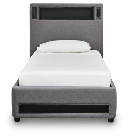 Ashley Express - Verishaw Twin Upholstered Bed with Wireless Audio