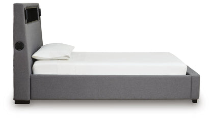 Ashley Express - Verishaw Twin Upholstered Bed with Wireless Audio