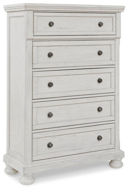 Robbinsdale King Sleigh Bed with Storage with Mirrored Dresser, Chest and Nightstand