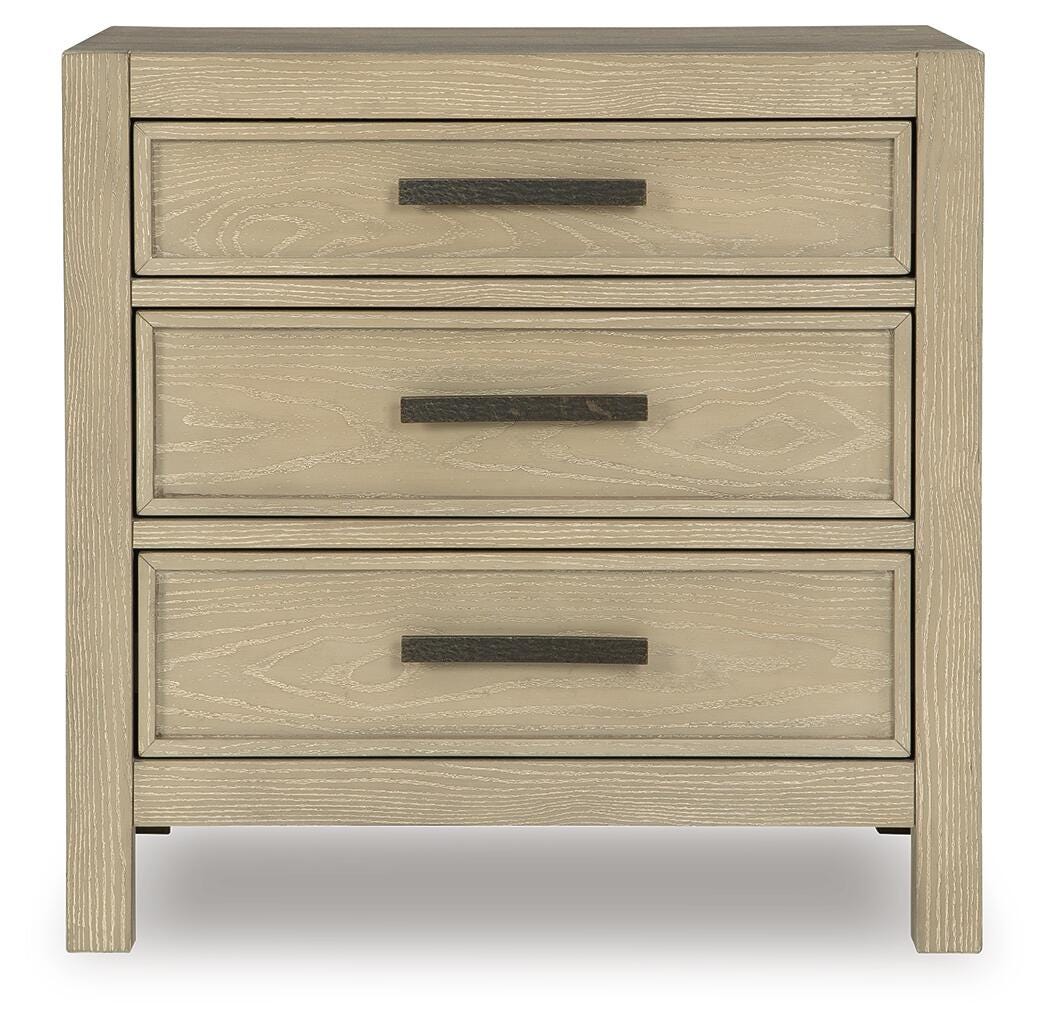 Calmoro King Bookcase Bed with Mirrored Dresser and Nightstand