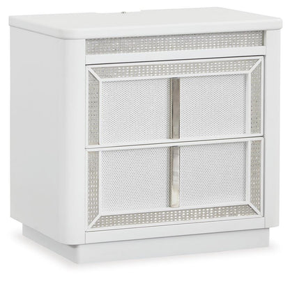 Chalanna California King Upholstered Storage Bed, Dresser, Mirror and Nightstand
