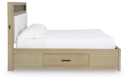Calmoro California King Bookcase Bed with Mirrored Dresser