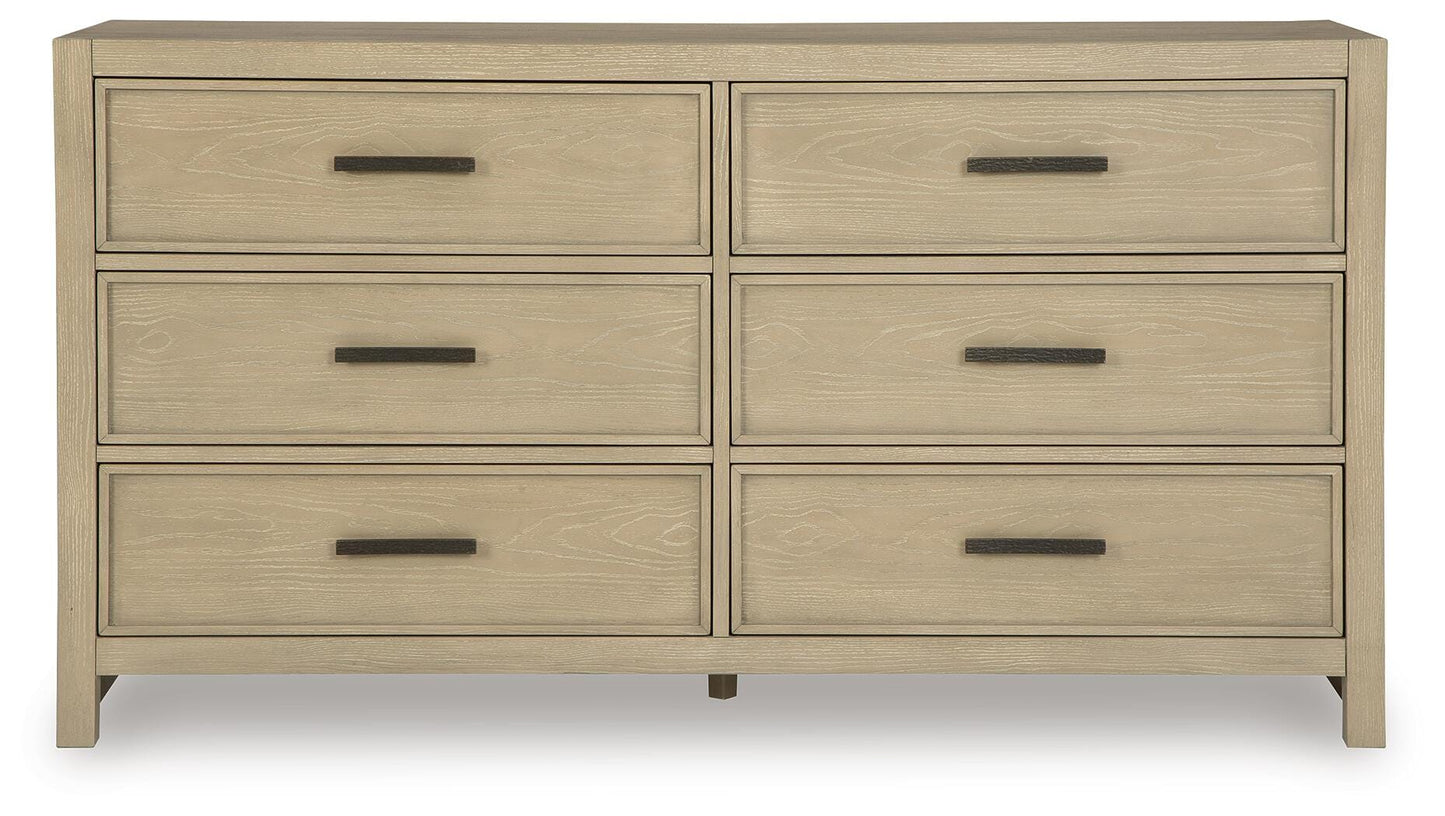 Calmoro King Bookcase Bed with Mirrored Dresser