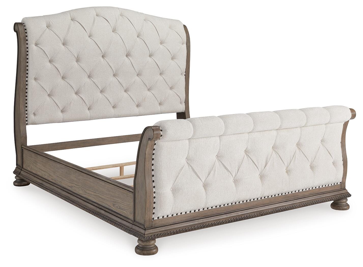 Ardenfield California King Upholstered Sleigh Bed, Dresser and Mirror
