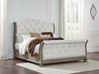 Ardenfield King Upholstered Sleigh Bed, Dresser, Mirror, Chest and Nightstand