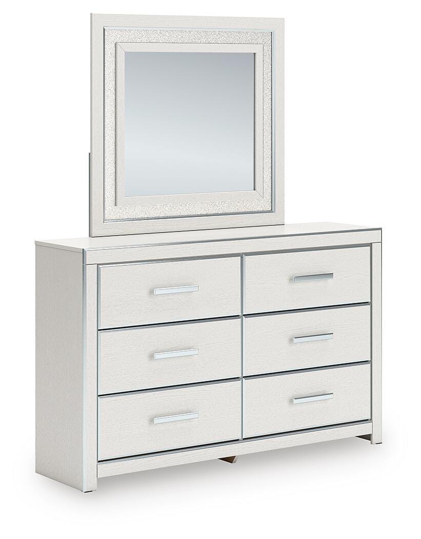 Zuraleus Queen Upholstered Panel Bed, Dresser and Mirror